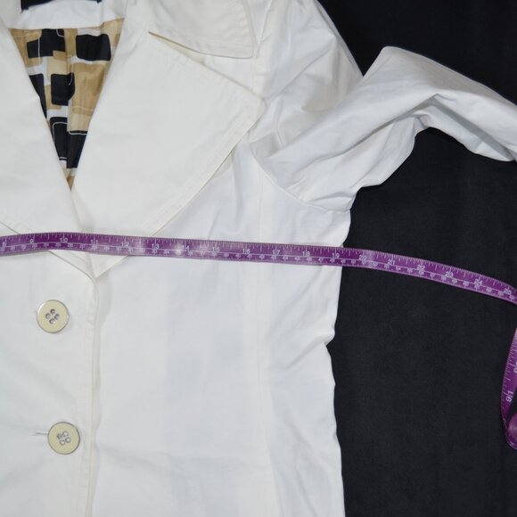 Tahari white trench coat, water resistant mod trench jacket, buttons, pockets M - Picture 13 of 16